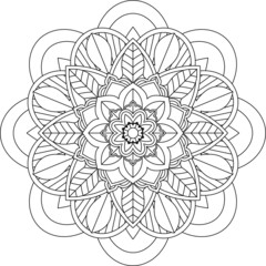 Easy Mandala coloring book simple and basic for beginners, seniors and children. Set of Mehndi flower pattern for Henna drawing and tattoo. Decoration in ethnic oriental, Indian style.
