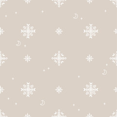 seamless pattern with snowflakes on a pastel background - vector illustration, eps