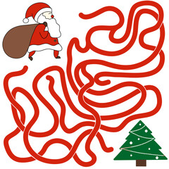 .Logic puzzle for children and adults. Help Santa Claus find a Christmas tree and have time to put gifts. Development of attentiveness and spatial thinking in children. IQ training test. Time to play
