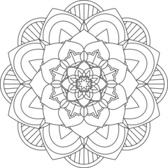 Easy Mandala coloring book simple and basic for beginners, seniors and children. Set of Mehndi flower pattern for Henna drawing and tattoo. Decoration in ethnic oriental, Indian style.