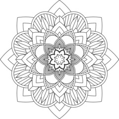 Easy Mandala coloring book simple and basic for beginners, seniors and children. Set of Mehndi flower pattern for Henna drawing and tattoo. Decoration in ethnic oriental, Indian style.