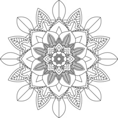 Easy Mandala coloring book simple and basic for beginners, seniors and children. Set of Mehndi flower pattern for Henna drawing and tattoo. Decoration in ethnic oriental, Indian style.