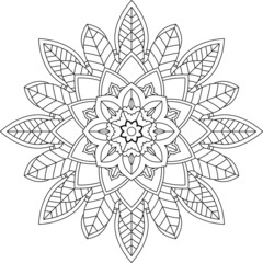 Easy Mandala coloring book simple and basic for beginners, seniors and children. Set of Mehndi flower pattern for Henna drawing and tattoo. Decoration in ethnic oriental, Indian style.