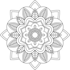Easy Mandala coloring book simple and basic for beginners, seniors and children. Set of Mehndi flower pattern for Henna drawing and tattoo. Decoration in ethnic oriental, Indian style.