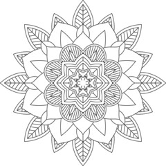 Easy Mandala coloring book simple and basic for beginners, seniors and children. Set of Mehndi flower pattern for Henna drawing and tattoo. Decoration in ethnic oriental, Indian style.