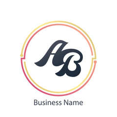 Logo AB Business Letter Logo Design With Simple style