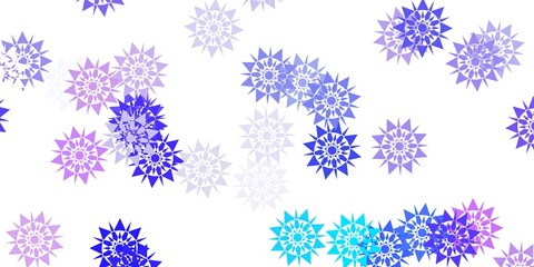 Light purple vector beautiful snowflakes backdrop with flowers.