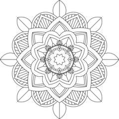 Easy Mandala coloring book simple and basic for beginners, seniors and children. Set of Mehndi flower pattern for Henna drawing and tattoo. Decoration in ethnic oriental, Indian style.