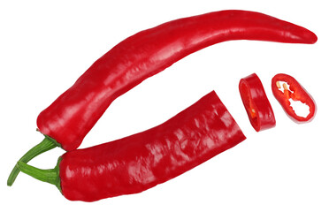 Pepper bitter on white background isolated, top view