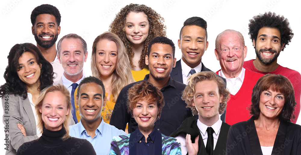 Wall mural Group of people in front of a white background