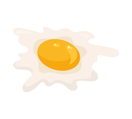 Fried egg isolated on white background. Fried egg flat icon. Fried egg closeup.