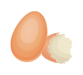 Broken egg shell on isolated white background. illustration.