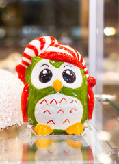 cute owl in a Christmas cap