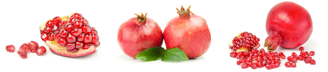 Collection of pomegranate over a white background