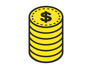 積み重なったドルコインのイラスト