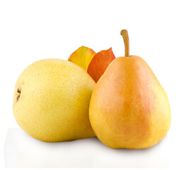 Pears isolated on white background, clipping path