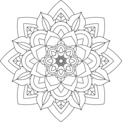 Easy Mandala coloring book simple and basic for beginners, seniors and children. Set of Mehndi flower pattern for Henna drawing and tattoo. Decoration in ethnic oriental, Indian style.