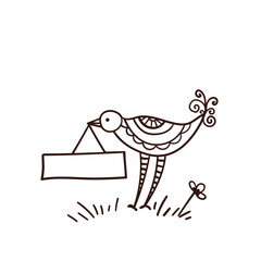 Illustration of funny cartoon bird