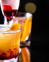 Macro cocktail over black background