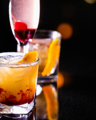 Macro cocktail over black background