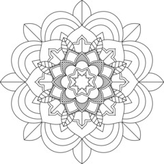 Easy Mandala coloring book simple and basic for beginners, seniors and children. Set of Mehndi flower pattern for Henna drawing and tattoo. Decoration in ethnic oriental, Indian style.