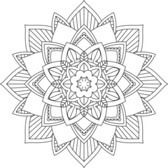 Easy Mandala coloring book simple and basic for beginners, seniors and children. Set of Mehndi flower pattern for Henna drawing and tattoo. Decoration in ethnic oriental, Indian style.