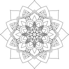 Easy Mandala coloring book simple and basic for beginners, seniors and children. Set of Mehndi flower pattern for Henna drawing and tattoo. Decoration in ethnic oriental, Indian style.