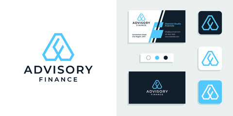 Advisory finance with initial AF logo and business card design template