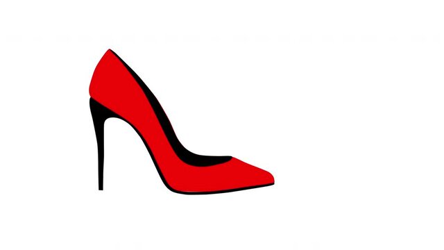 Woman high heel red shoe animation with alpha channel. Seamless loop.