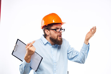 emotional worker orange paint safety construction industry cropped view