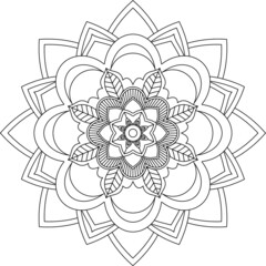 Easy Mandala coloring book simple and basic for beginners, seniors and children. Set of Mehndi flower pattern for Henna drawing and tattoo. Decoration in ethnic oriental, Indian style.