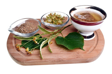  Fresh healthy nettle plant, lemon and dried herbs isolated on a white background good for coronavirus