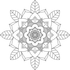 Easy Mandala coloring book simple and basic for beginners, seniors and children. Set of Mehndi flower pattern for Henna drawing and tattoo. Decoration in ethnic oriental, Indian style.