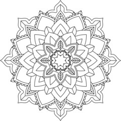Easy Mandala coloring book simple and basic for beginners, seniors and children. Set of Mehndi flower pattern for Henna drawing and tattoo. Decoration in ethnic oriental, Indian style.