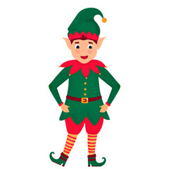 Funny Christmas elf. Vector illustration. Cartoon character.