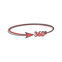 Vector image turn sign 360 degrees on white isolated background.