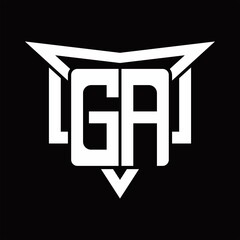 GA Logo monogram with triangle sharp and half square rounded design template