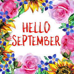 Frame of floral card invitation badge banner label © Feoktistova