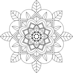 Easy Mandala coloring book simple and basic for beginners, seniors and children. Set of Mehndi flower pattern for Henna drawing and tattoo. Decoration in ethnic oriental, Indian style.
