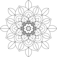 Easy Mandala coloring book simple and basic for beginners, seniors and children. Set of Mehndi flower pattern for Henna drawing and tattoo. Decoration in ethnic oriental, Indian style.