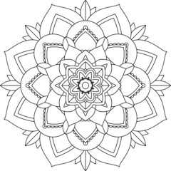 Easy Mandala coloring book simple and basic for beginners, seniors and children. Set of Mehndi flower pattern for Henna drawing and tattoo. Decoration in ethnic oriental, Indian style.