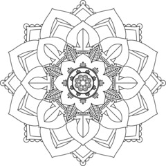 Easy Mandala coloring book simple and basic for beginners, seniors and children. Set of Mehndi flower pattern for Henna drawing and tattoo. Decoration in ethnic oriental, Indian style.