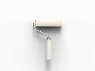 White paint roller on white wall - template image