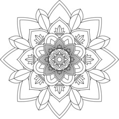 Easy Mandala coloring book simple and basic for beginners, seniors and children. Set of Mehndi flower pattern for Henna drawing and tattoo. Decoration in ethnic oriental, Indian style.