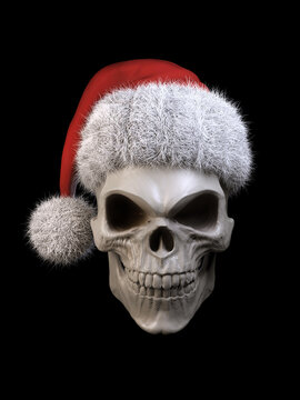 Skull with Sanata hat on - Santa Skull