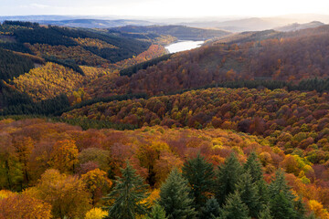 the rothaargebirge mountains in germany in autumn
