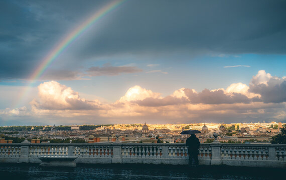 Rainbow over the city of Rome