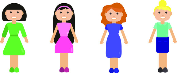 Set of four women vector