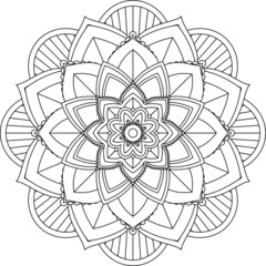 Easy Mandala coloring book simple and basic for beginners, seniors and children. Set of Mehndi flower pattern for Henna drawing and tattoo. Decoration in ethnic oriental, Indian style.