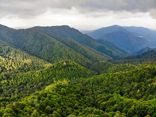 Obraz premium Beautiful mountain summer landscape with sky and forest